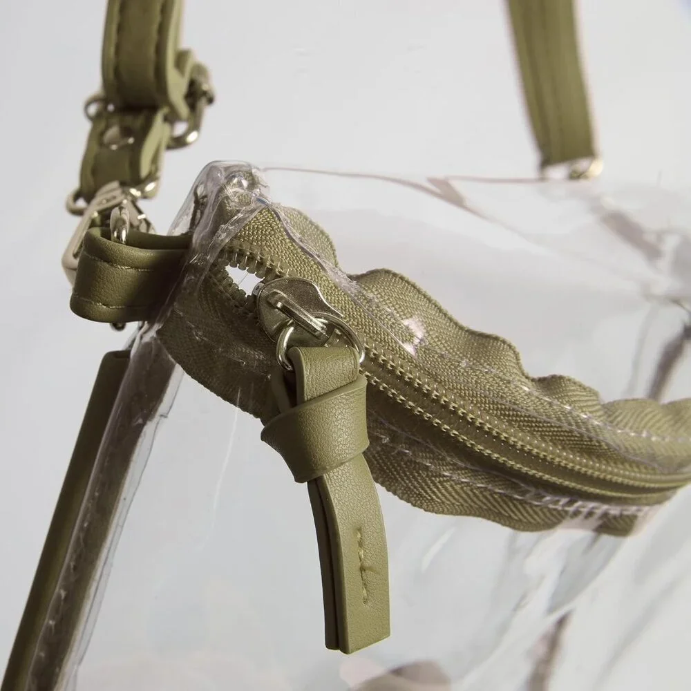 Clear Sling Purse Vinyl Small Zip Crossbody Adjustable Strap Stadium-Ready